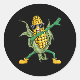 Sticker Rond Dabbing Corn Cob Dance Corn Farmer Corn Louveur de