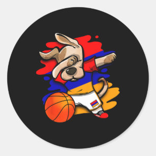 Sticker Rond Dabbing Dog Arménie Maillot de fans de Sketll Drap