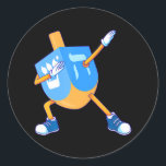 Sticker Rond Dabbing Dreidel Hanoukka Danser Chanukah Girls<br><div class="desc">Dabbing Dreidel Hanoukka Danser Chanukah Girls</div>