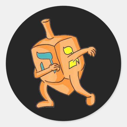 Sticker Rond Dabbing Dreidel Happy Hanoukka juif (Devant)