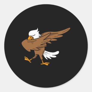 Sticker Rond Dabbing Eagle Grand Oiseau Amérique Hilarié Usa Gi