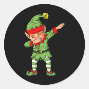 Sticker Rond Dabbing Elf Famille Correspondant Noël Garçons Fil