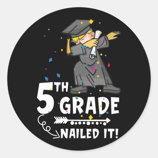 Sticker Rond Dabbing Graduation Boy 5e Classe De 2022 (Devant)