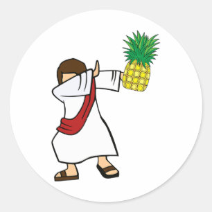 Sticker Rond Dabbing Jesus Ananas Aloha Plages Hawaiian Dan