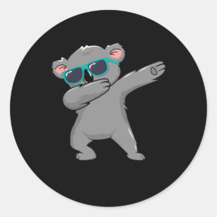 Sticker Rond Dabbing Koala Ours avec lunettes de soleil Cool Ko