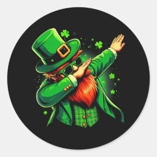Sticker Rond Dabbing Leprechaun Garçons Filles Enfants St Paddy