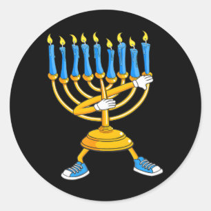 Sticker Rond Dabbing Menorah Hanoukka Danser Chanukah Girls