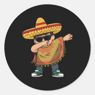 Sticker Rond Dabbing Mexican Poncho Cinco De Mayo Dabbing