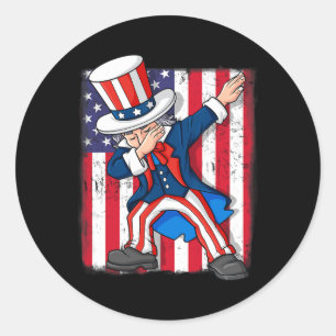 Sticker Rond Dabbing Oncle Sam 4 juillet Dab Garçons Filles Enf