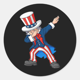 Sticker Rond Dabbing Oncle Sam 4 juillet Dab Garçons Filles Enf