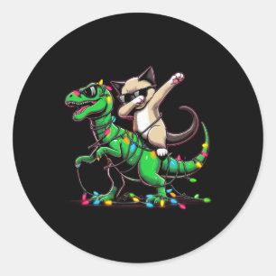 Sticker Rond Dabbing Oriental Shorthair Sur Les Lumières De Noë