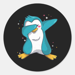 Sticker Rond Dabbing Penguin Noël Dabs amusant Dab Wintermème