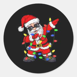 Sticker Rond Dabbing Père Noël Arbre de Noël Lumières Garçons E