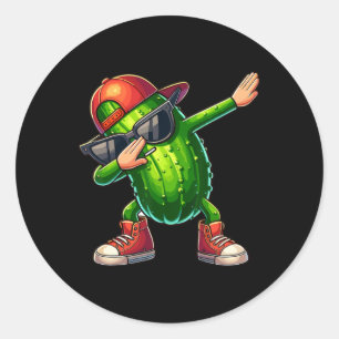 Sticker Rond Dabbing Pickle Dancing Cucumber Lover Drôle Pickle
