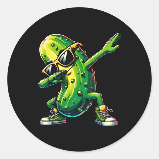 Sticker Rond Dabbing Pickle Dancing Cucumber Picker Lover Dab (Devant)