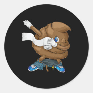 Sticker Rond Dabbing Poop Cool Amical Funny Pooping Cadeau