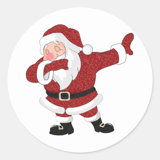 Sticker Rond Dabbing Red Santa Claus | Fun Holiday XMAS Humour (Devant)