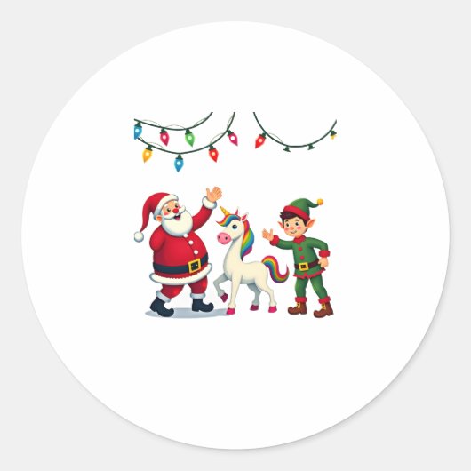 Sticker Rond Dabbing Santa Elf Unicorn Christmas Kids Boys Men (Devant)