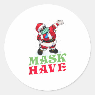 Sticker Rond Dabbing Santa XMas portant un masque Gi de Noël