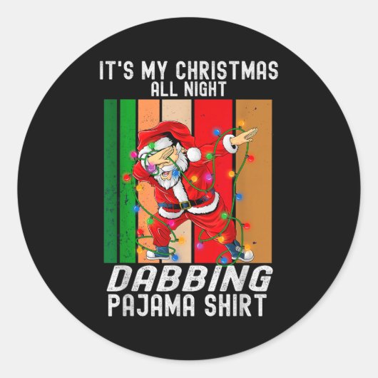 Sticker Rond Dabbing Santaclaus All Christmas Night Dab Dance  (Devant)