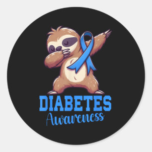 Sticker Rond Dabbing Sloth Connaissance du diabète Sloth Diabet