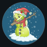 Sticker Rond Dabbing Snowman Tennis Ball Tee Noël Noël Noël<br><div class="desc">Dabbing Snowman Tennis Ball Tee Noël Noël Père Noël</div>