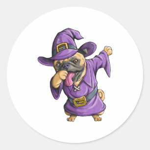 Sticker Rond Dabbing sorcier Carlin mignon Carlins Halloween Da