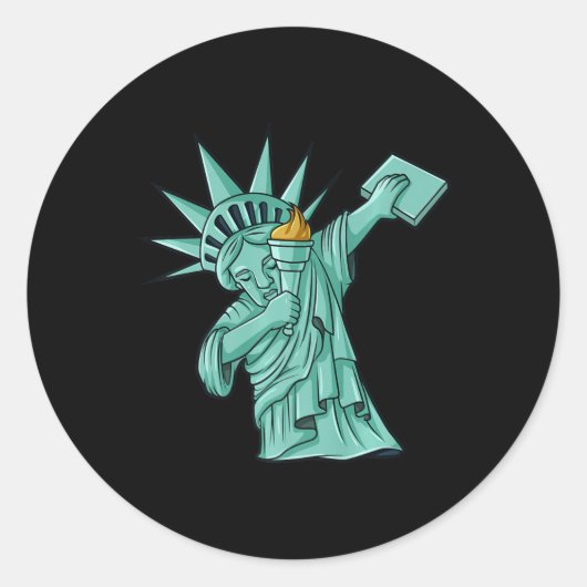 Sticker Rond Dabbing Statue De La Liberté 4 juillet Enfants Gar (Devant)