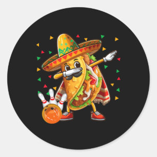 Sticker Rond Dabbing Taco Jouer Bowling Cinco De Mayo Joueur
