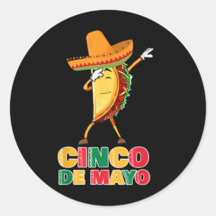 Sticker Rond Dabbing Taco Sombrero Fête des enfants Fiesta Cinc