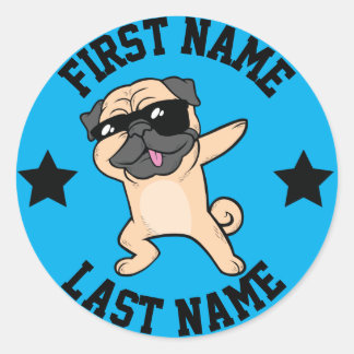 Sticker Rond Dabbing Tan Carlin Prénom