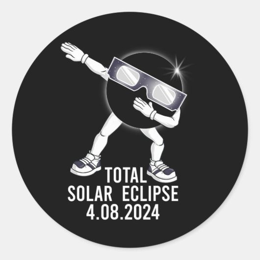 Sticker Rond Dabbing Total Solar Eclipse 04.08.2024 Fun Dab Boy (Devant)