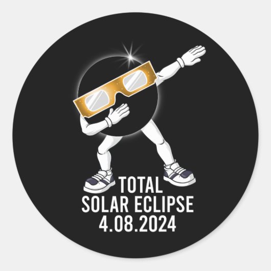 Sticker Rond Dabbing Total Solar Eclipse 04.08.2024 Fun Dab Boy (Devant)