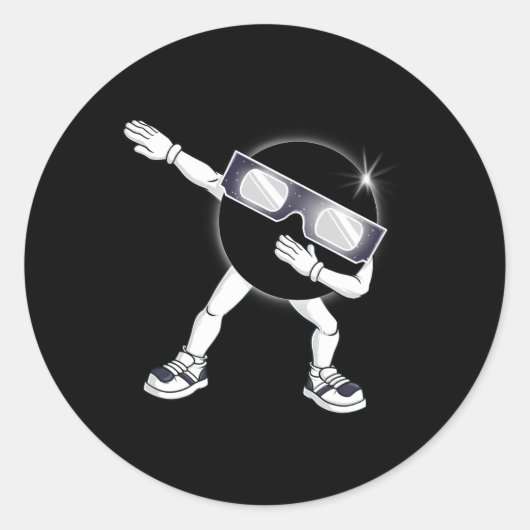Sticker Rond Dabbing Total Solar Eclipse 2024 Totality Dab Kids (Devant)