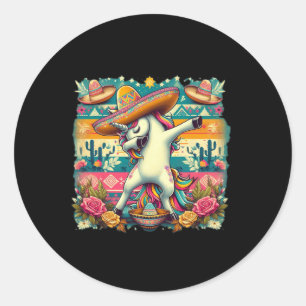 Sticker Rond Dabbing Unicorn Cinco De Mayo