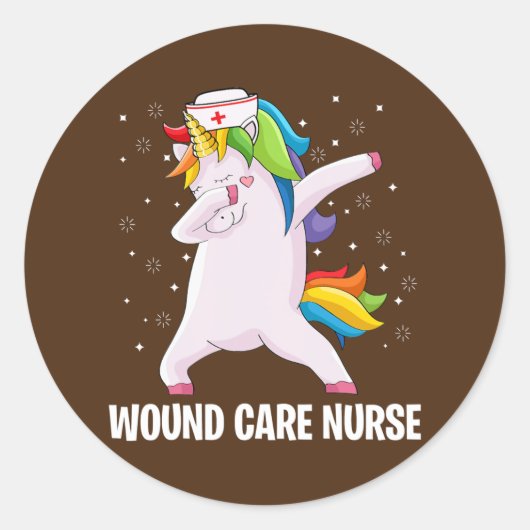 Sticker Rond Dabbing Unicorn Funny Wound Care Infirmière (Devant)