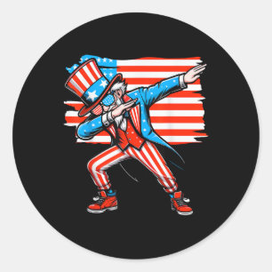 Sticker Rond Dabcle Sam Fête de l'indépendance Uncle Sam Drapea