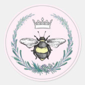 Sticker rond d'abeille couronne (Devant)