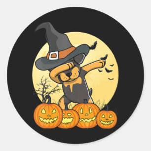 Sticker Rond dabing rottweiler dab danse drôle chien halloween