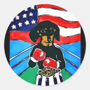 Sticker Rond Dachshund Boxer