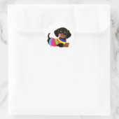 Sticker Rond Dachshund Cartoon 2 (Sac)