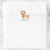 Sticker Rond Dachshund Chien Chien Chien Souriant, Bonjour, Pen (Sac)