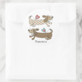 Sticker Rond Dachshund, chien de saucisse personnalisé (Sac)