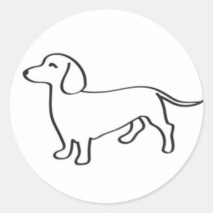 Sticker Rond Dachshund Chien Doxie Illustration