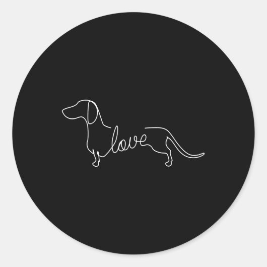 Sticker Rond Dachshund Chiweenie Wiener Chien Log Sketch (Devant)