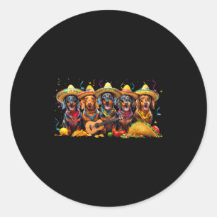 Sticker Rond Dachshund cinco de mayo chien de Vienne