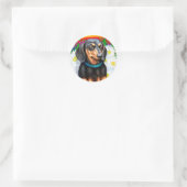 Sticker Rond Dachshund Daisy Patch B&T (Sac)