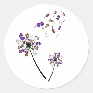 Sticker Rond Dachshund Dandelion Fleur Idées Costume Halloween