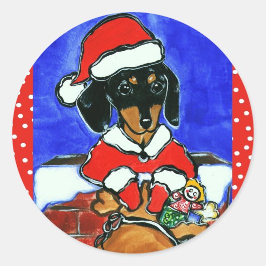 Sticker Rond Dachshund de Noël (Devant)