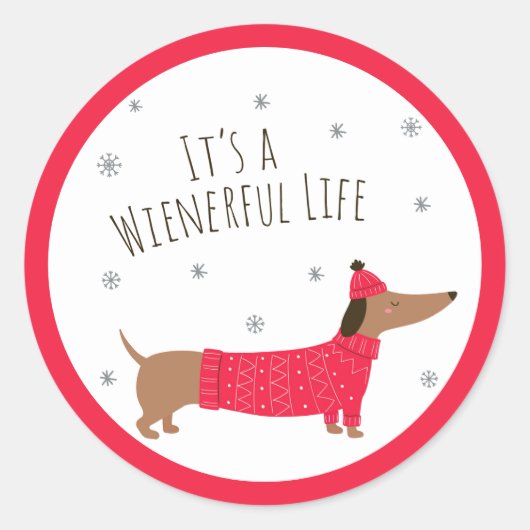 Sticker Rond Dachshund de Noël amusant (Devant)